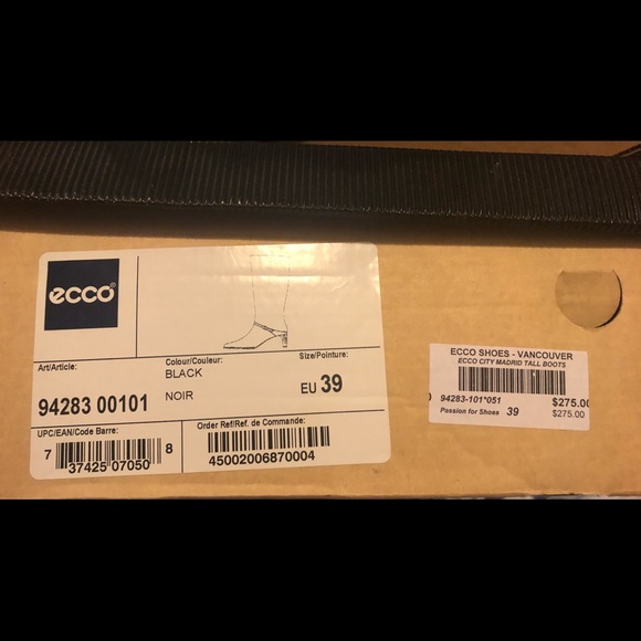 ECCO BLACK LEATHER ZIPPER BOOTS (39) NIB - Picture 5 of 16